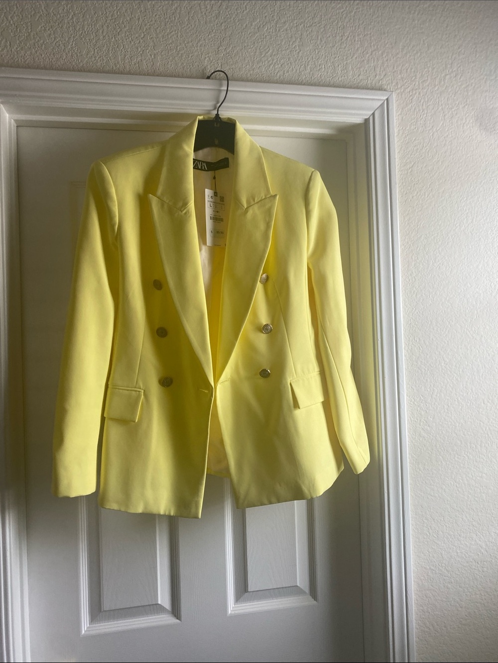 Zara Bright Yellow Double-Breasted Women's Blazer
